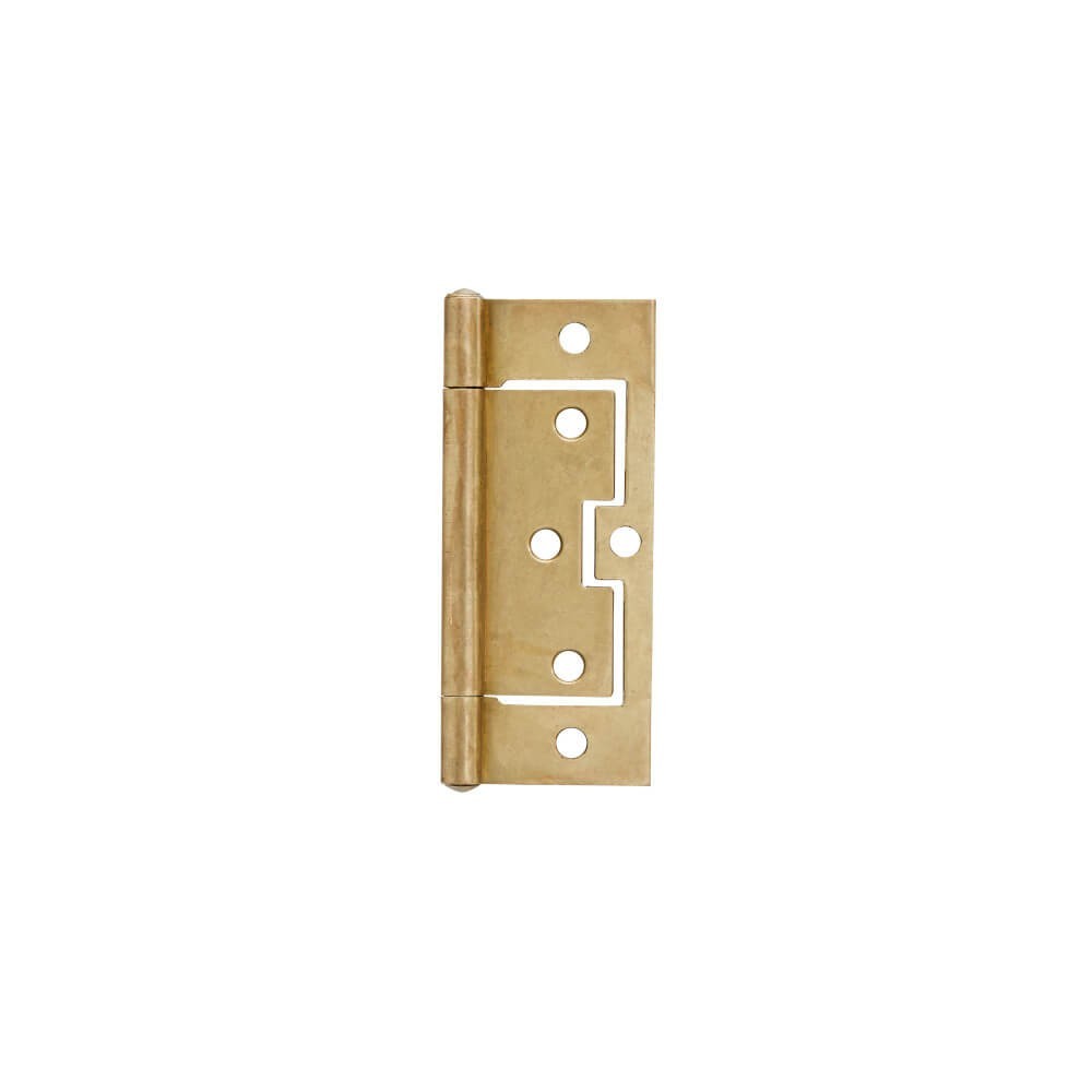 100mm Steel Flush Hinge Brass Plated With Screws