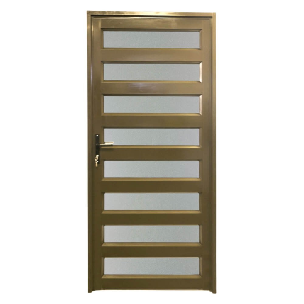 900 X 1200 Aluminium Bronze Full Door, 8 Panel Obscure Glass Horizontal
