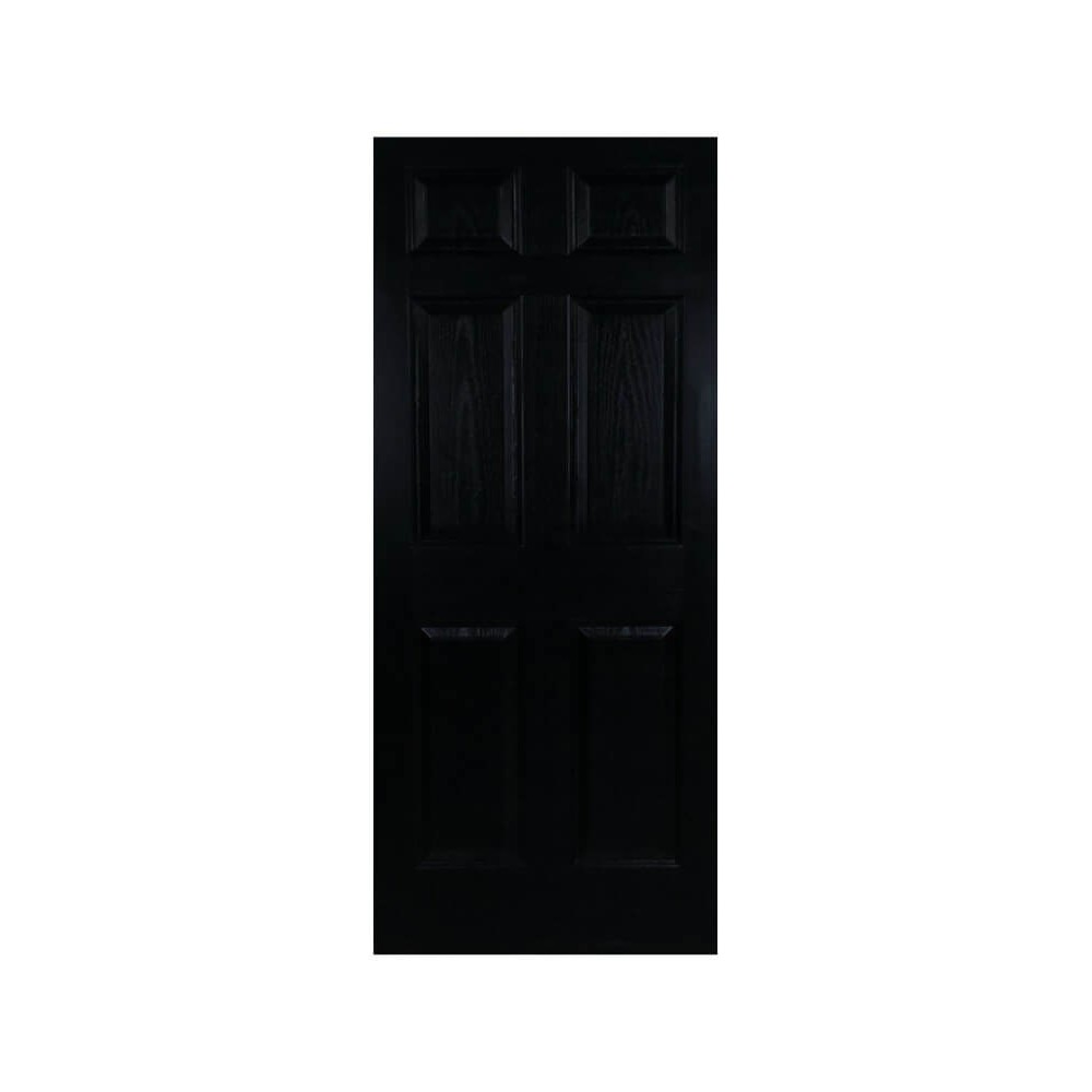 Deep Moulded Pre-painted Light Duty Interior Tudor 6 Panel Black Door