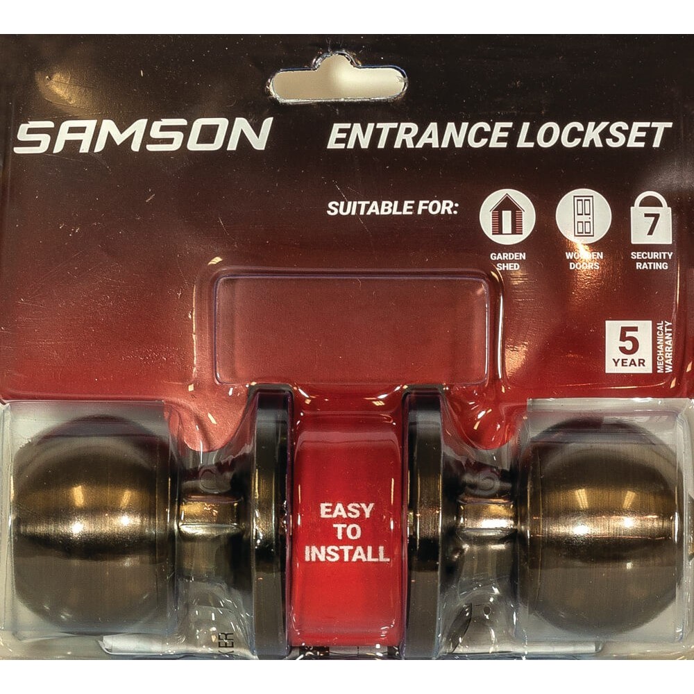 Samson Lock Set Entr Ball Knob A/br