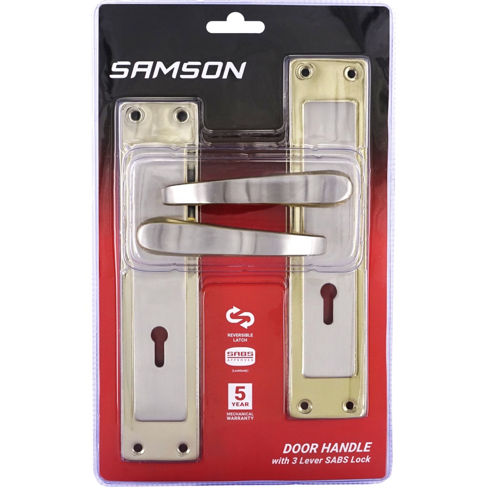 Samson Lock Set Key 3l Sabs Luca 8" Satin Nickle & Brass Plated, SAMSON