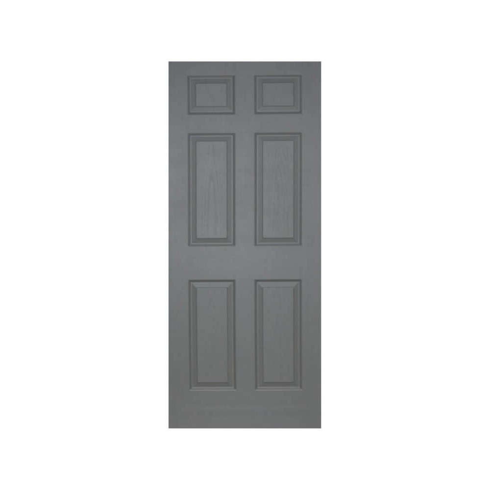 Deep Moulded Pre-painted Light Duty Interior Tudor 6 Panel Grey Door
